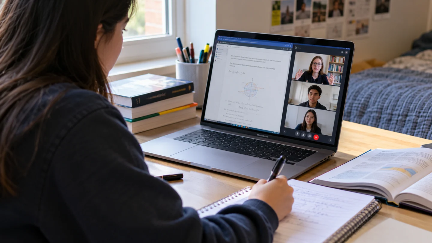 AI-created photo illustrating a laptop for study and online classes