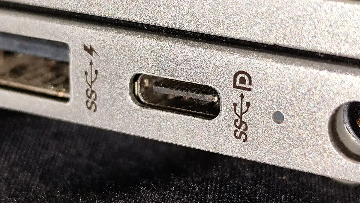USB-C connector on a laptop