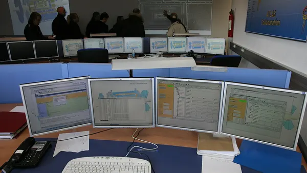 CERN control room computer monitors