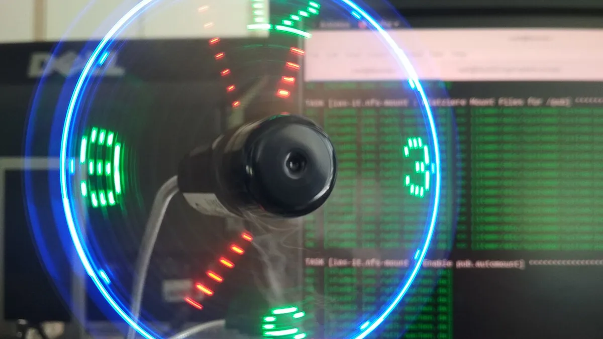 Usb fan clock in front of monitor