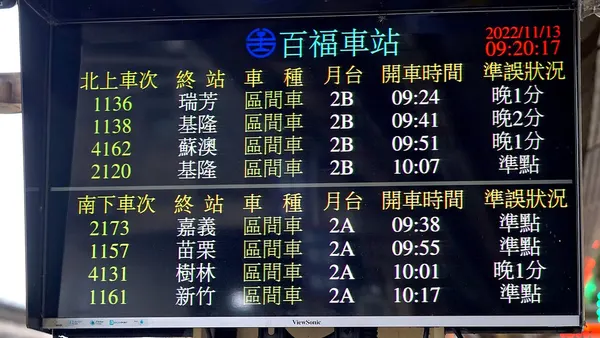 ViewSonic monitor at Platform 2, TRA Baifu Station 20221113