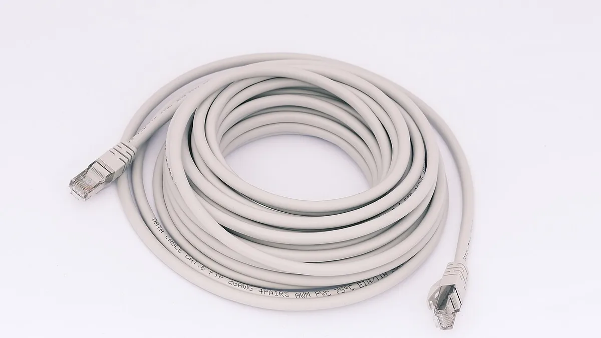 Coiled-up Ethernet cable