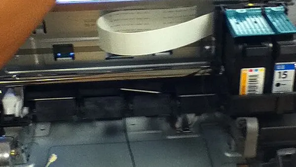 Inkjet printer side view, case open