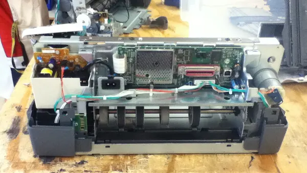 Inkjet printer, no case, backside