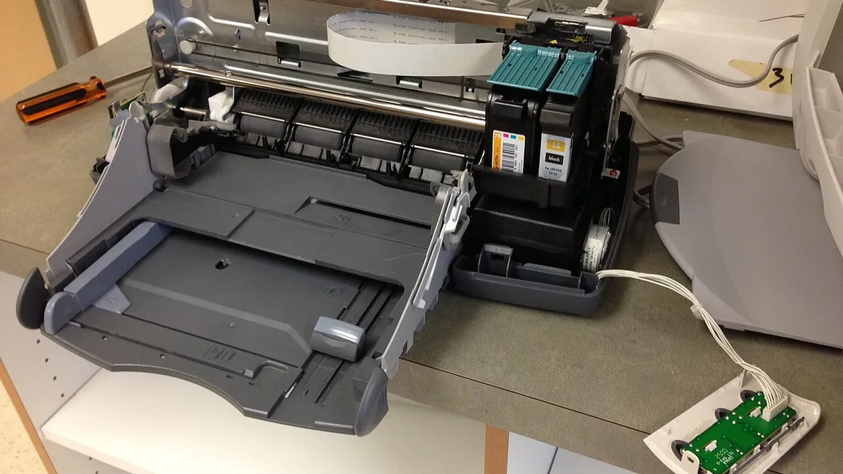 Inkjet printer with covers removed
