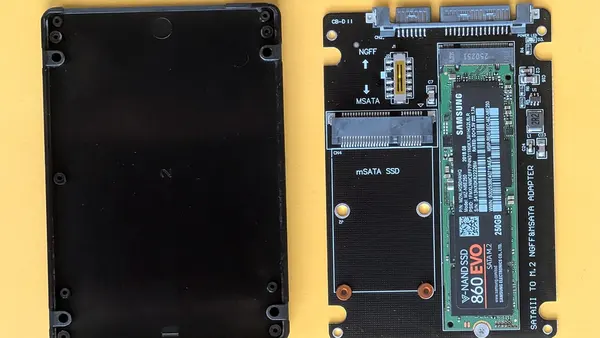 Dual SSD SATA adapter with Samsung 860 EVO SSD and 2.5-inch enclosure