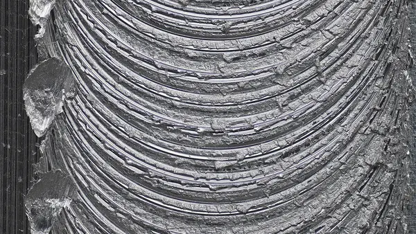 Friction stir weld on helium-filled hard drive close-up