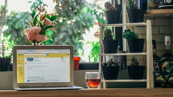Laptop on a green thumb's desk (Unsplash)