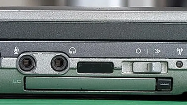 Left side ports of a Dell Latitude D830 laptop