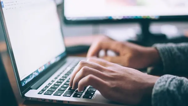 Laptop and hands and wrists