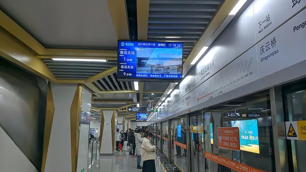 LCD Screen at platform of Pengchengguangchang Station, Xuzhou Metro Line 1