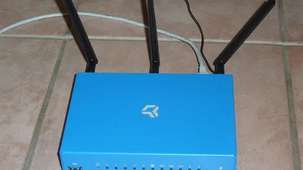 Turris Omnia router plugged in