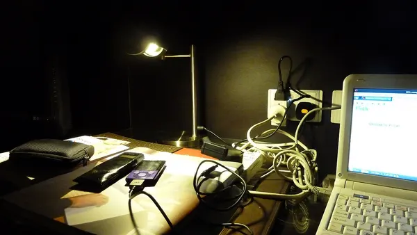 Journalist at work... laptop, recorder.... 08