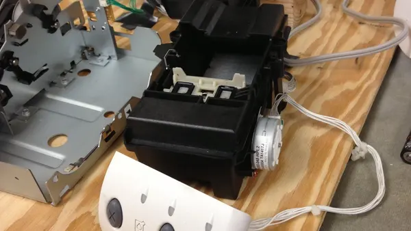 Printer head, ink tray, and control panel