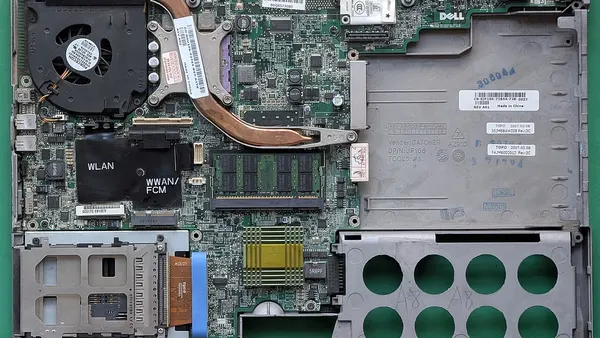 Internal components of a Dell Latitude D830 laptop