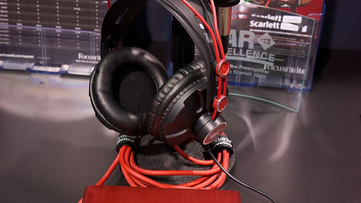 Focusrite Scarlett Studio - CM25 condenser microphone, HP60 studio monitor headphone, and 2i2 USB audio interface - 2014 NAMM Show (by Matt Vanacoro)