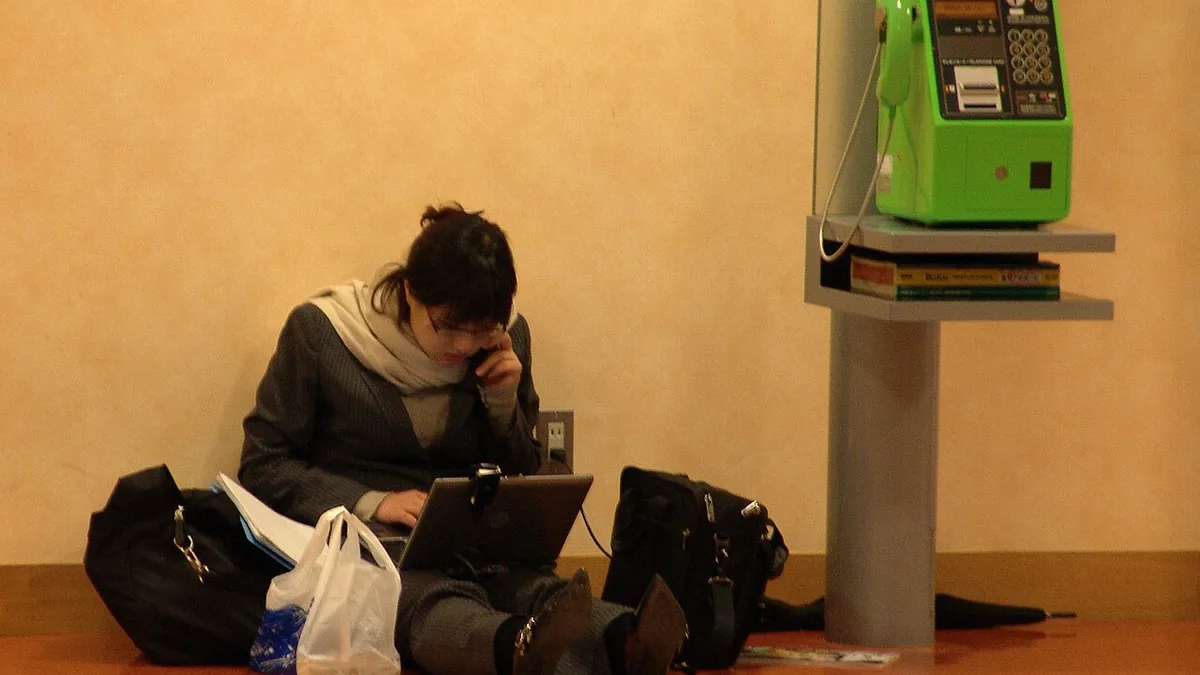 Girl with laptop japan
