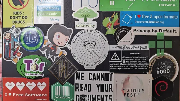 Laptop full of stickers