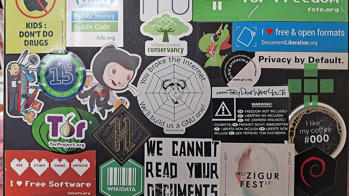Laptop full of stickers