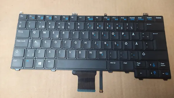 Front of a Dell Nordic Keyboard Removed from a Laptop