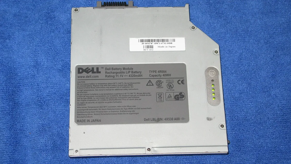 Dell Laptop Secondary Battery with charge level indicator