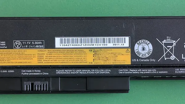 Lenovo ThinkPad Battery 29++ (FRU 42T4866) for X220 (top view)