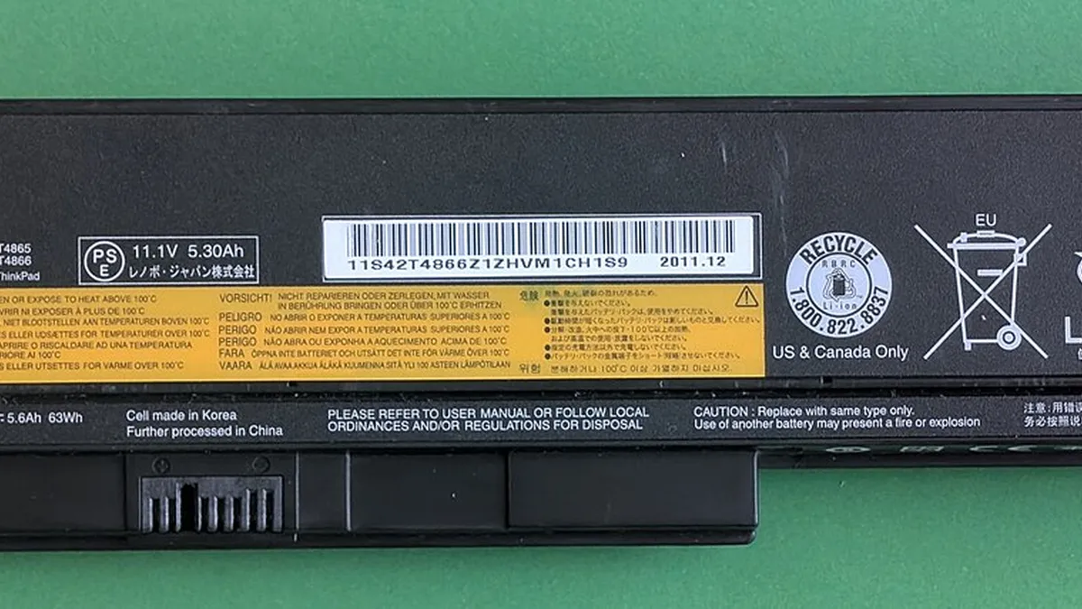 Lenovo ThinkPad Battery 29++ (FRU 42T4866) for X220 (top view)