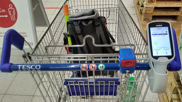 A barcode scanner Scan as you Shop in Tesco in Poland