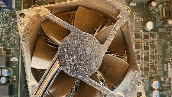 Computer fan aka CPU fan with dust in it