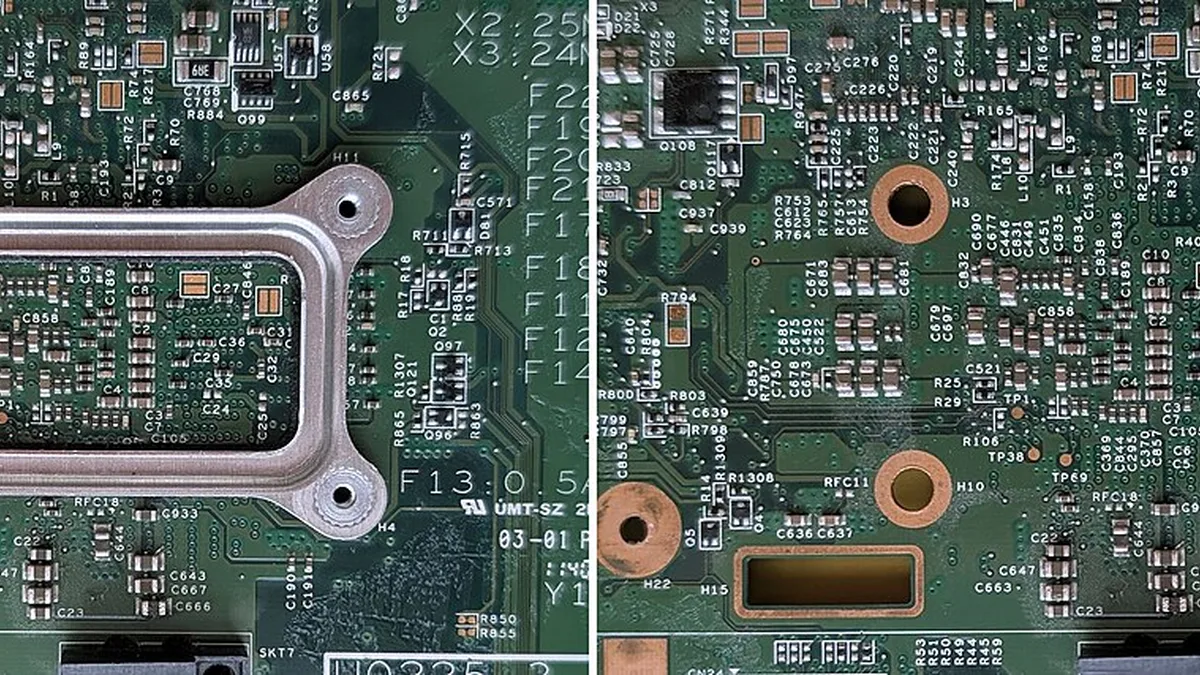 Lenovo ThinkPad X220 motherboard (FRU 04W3290) with CPU heatsink backplate installed and removed