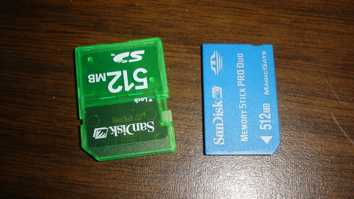 512 MB SanDisk SD card and Sony Memory Stick