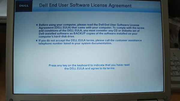 DELL EULA on Inspiron 1420n first boot