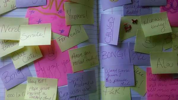 Notebook with Post-its