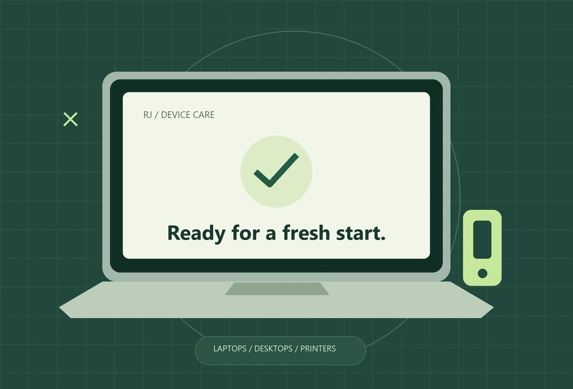Original illustration of a laptop diagnosis with a completed device check